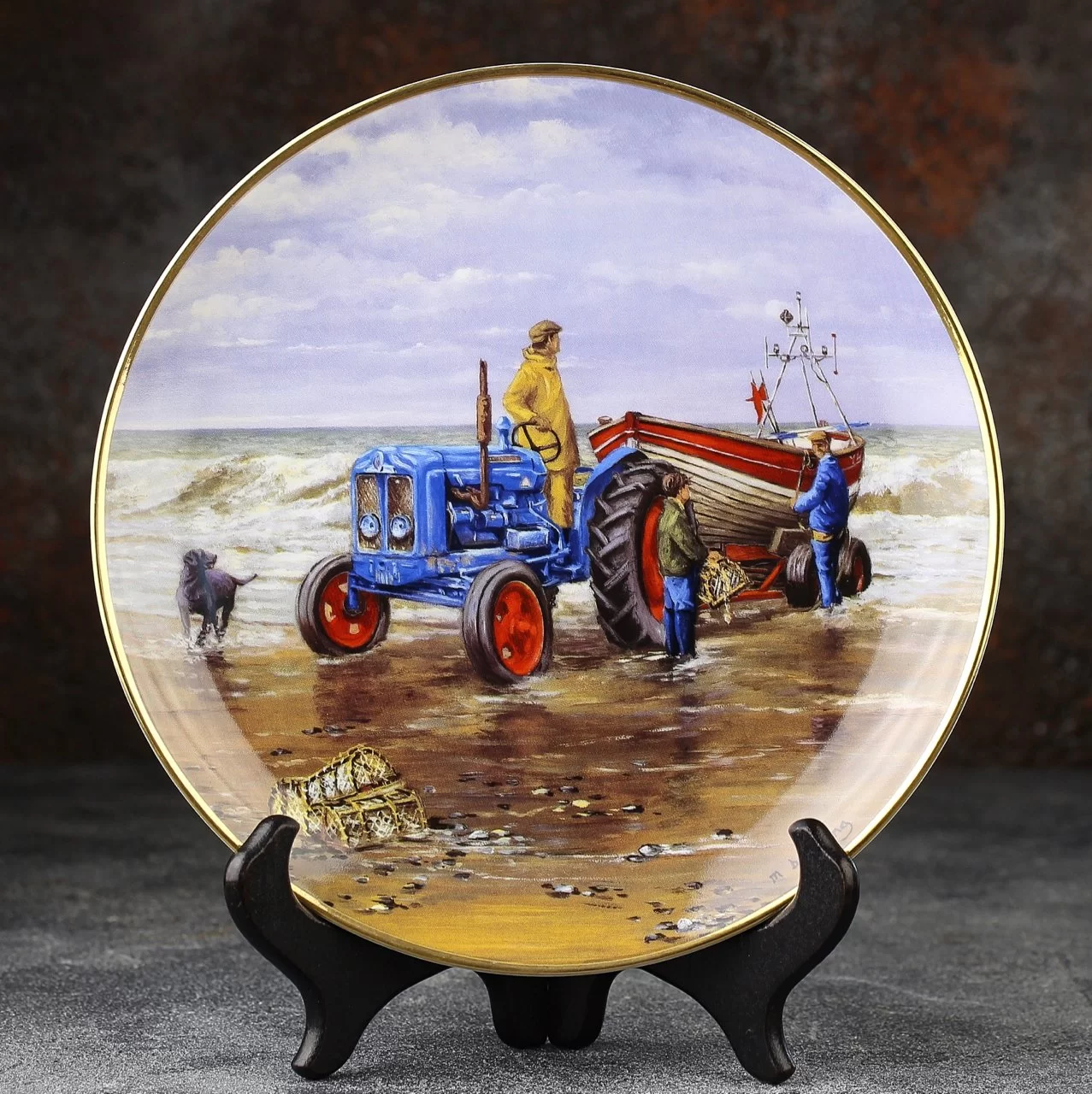 Тарелка винтажная декоративная настенная Фарфор Трактор Форд Лодка Danbury Mint Ford Tractors Pushing The Boat Out 1961 Ford Super Major
