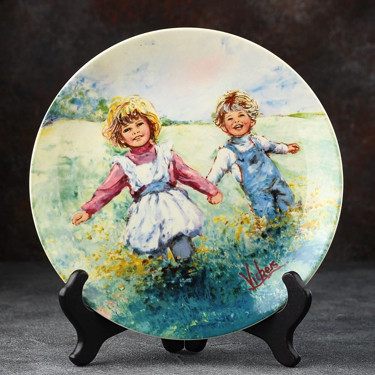 Тарелка винтажная декоративная настенная Англия Игра Дети Веджвуд Wedgwood Mary Vickers My Memories Playtime