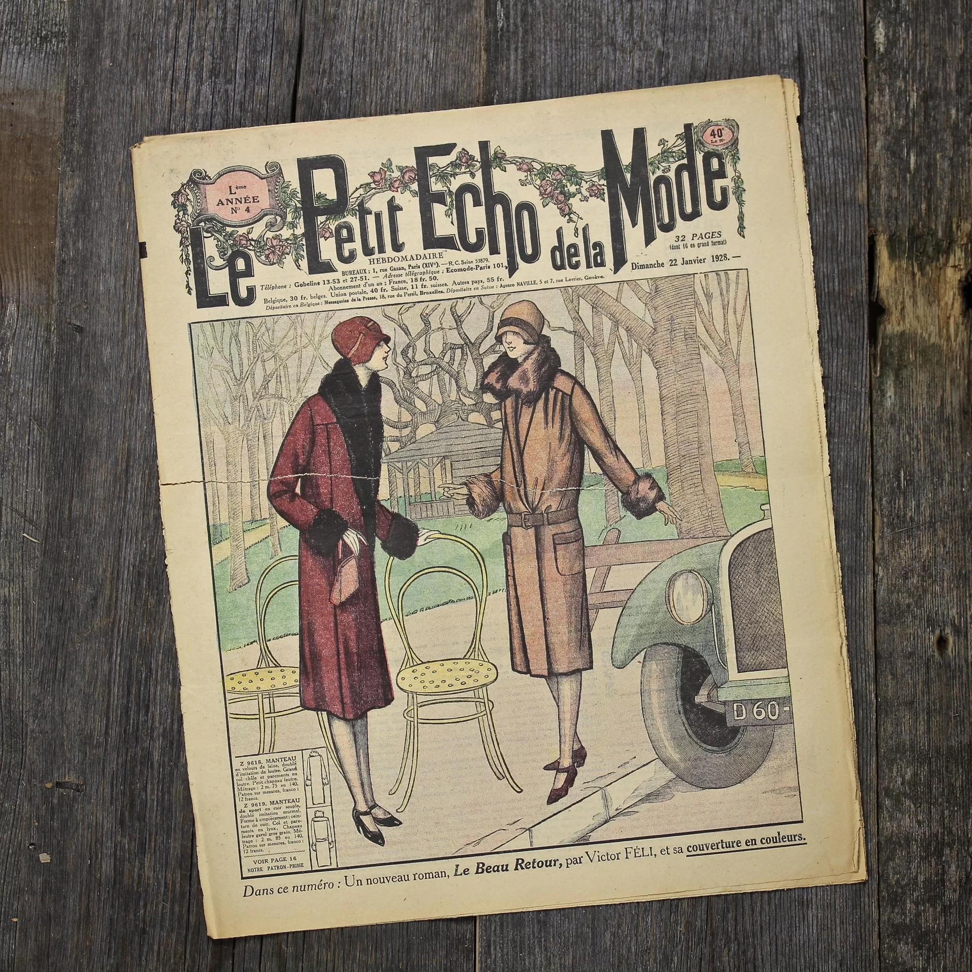 Антикварный французский журнал мод Le Petit Echo de la Mode Dimanche 22 Janvier 1928 Ар-деко