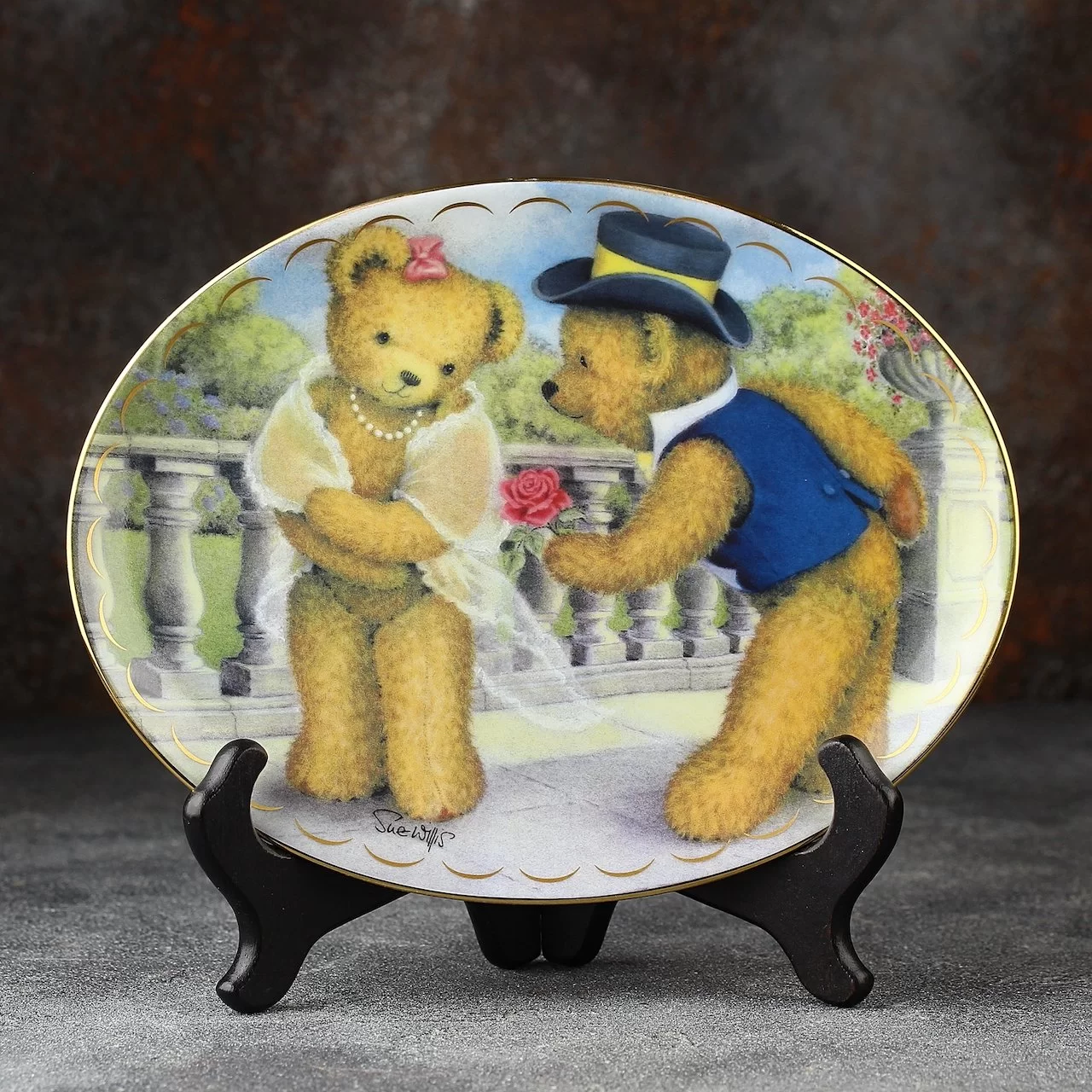 Тарелка винтажная декоративная настенная Фарфор Англия Мишки Тедди Franklin Mint Teddy Bear My Fair Lady