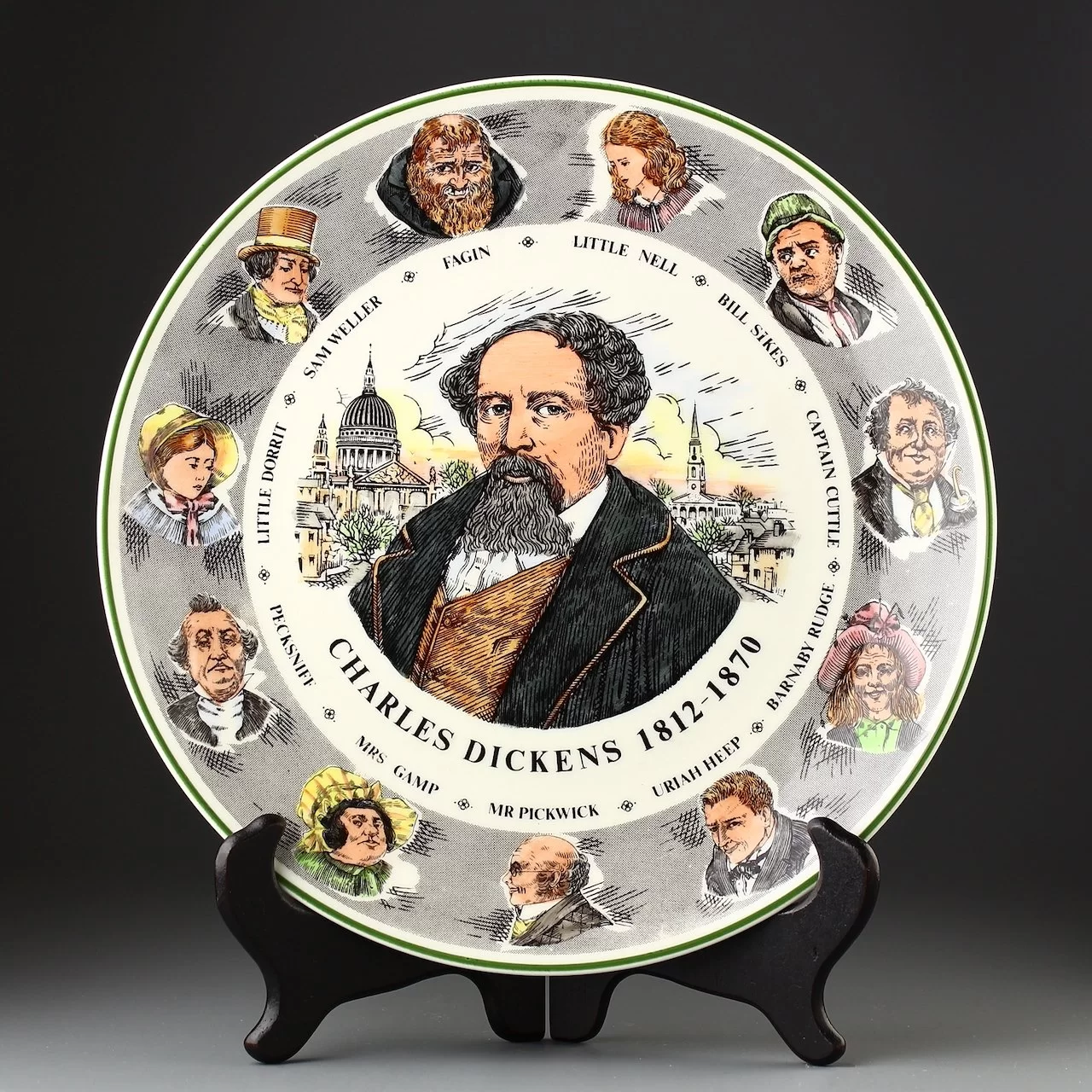 Тарелка винтажная декоративная настенная Англия Чарльз Диккенс Royal Doulton Charles Dickens 1812-1870
