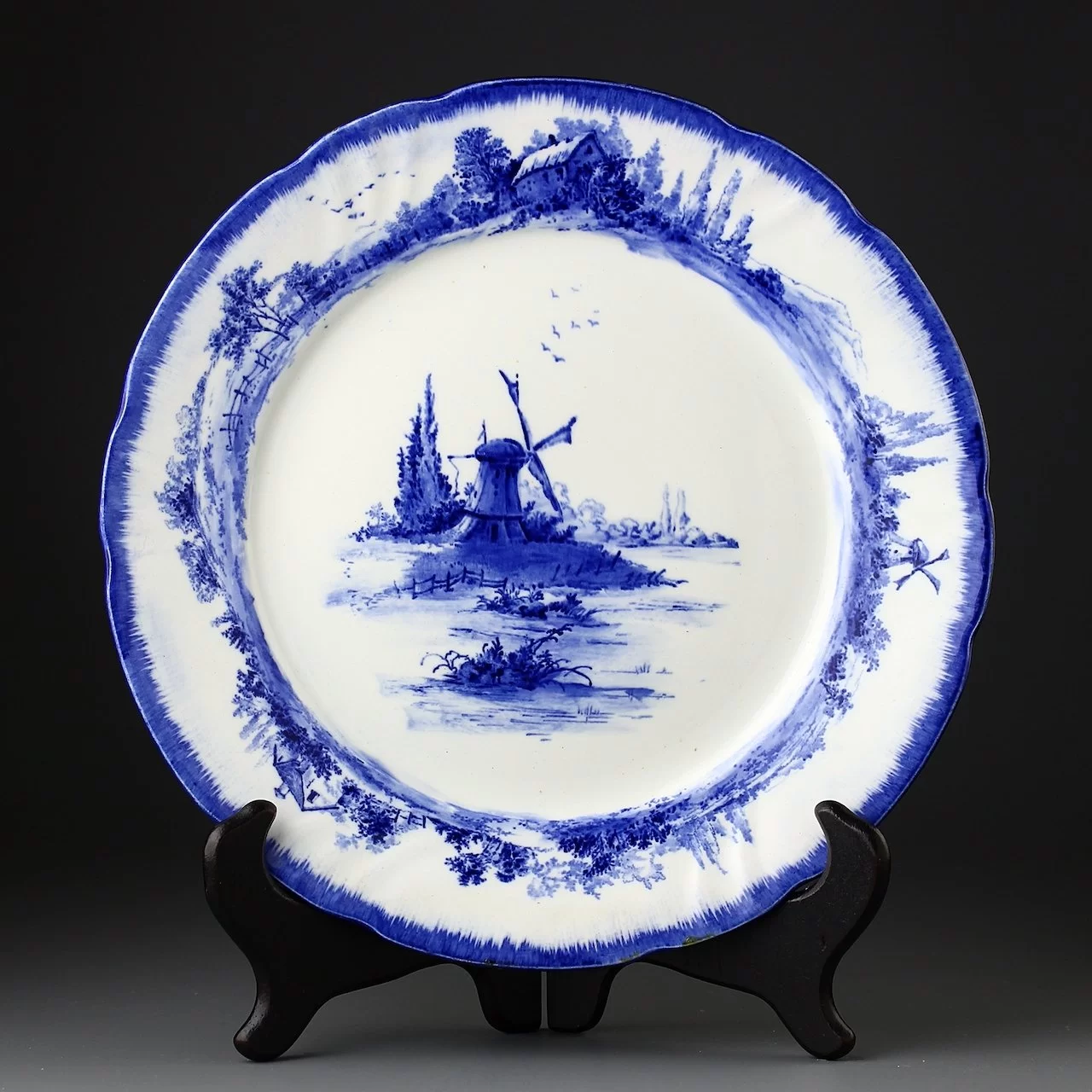 Тарелка антикварная декоративная настенная Англия Мельница Норфолк Doulton Burslem Norfolk