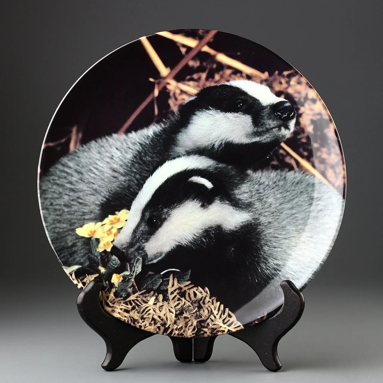 Тарелка винтажная декоративная настенная Фарфор Англия Барсуки Royal Doulton Our Little Woodland Friends Game for Two