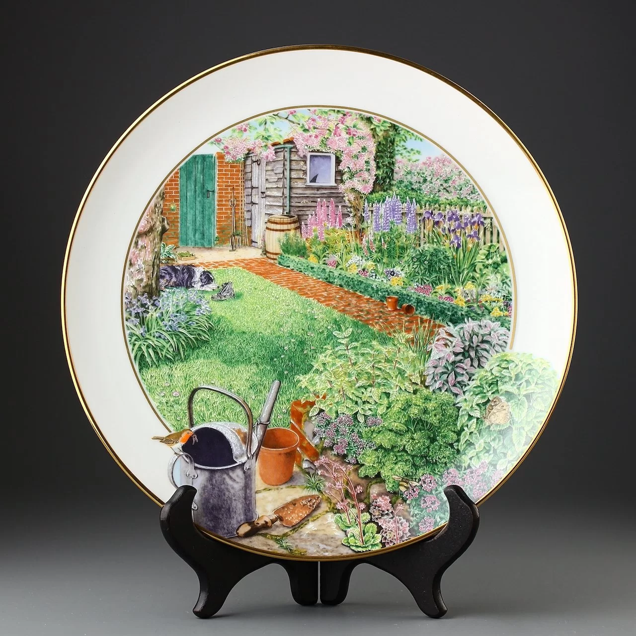 Тарелка винтажная декоративная настенная Фарфор Сад в мае Franklin Porcelain Garden Year Collection May David Hurrell