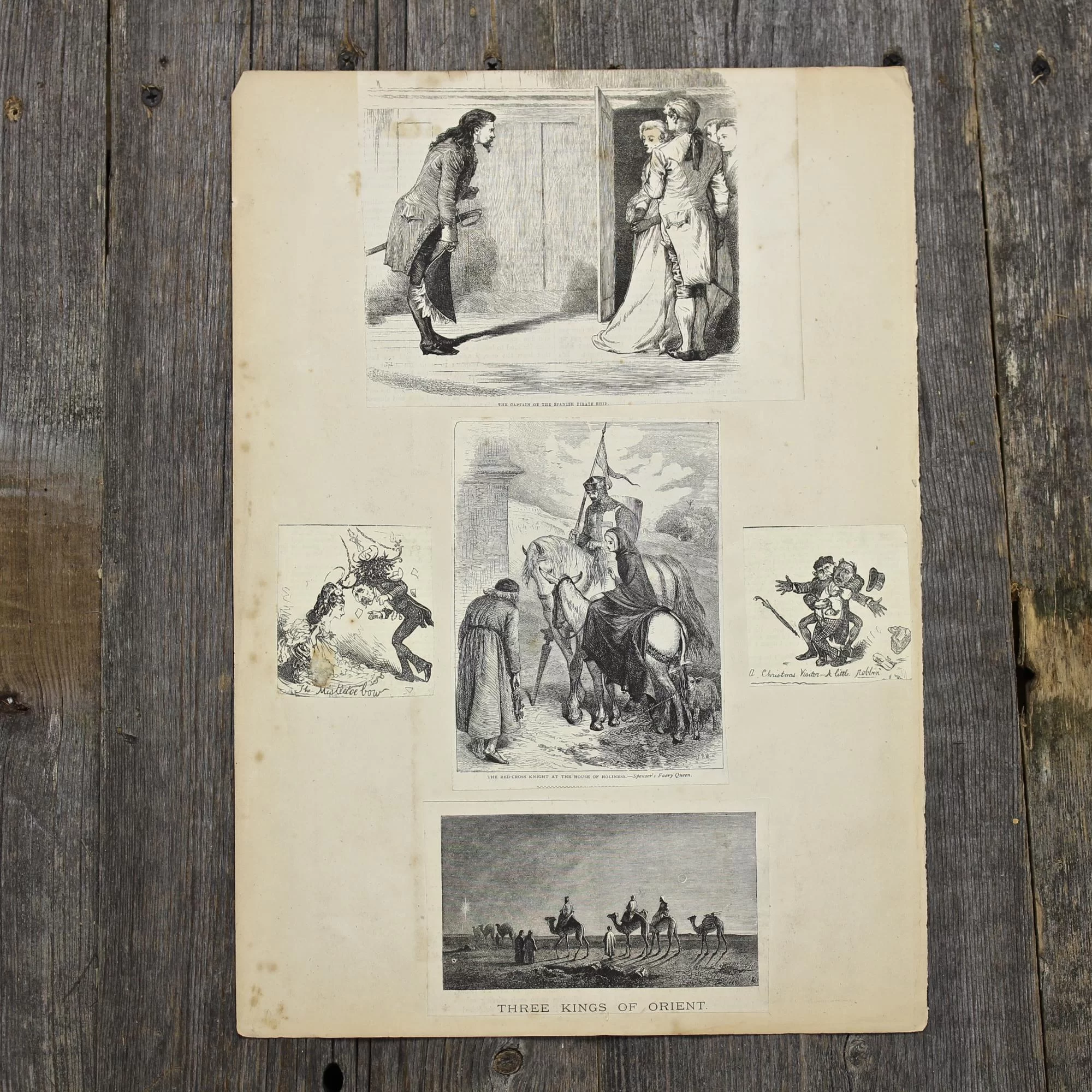 Антикварная иллюстрация The Illustrated London News Spanish peasants, The captain of the spanish pirate ship