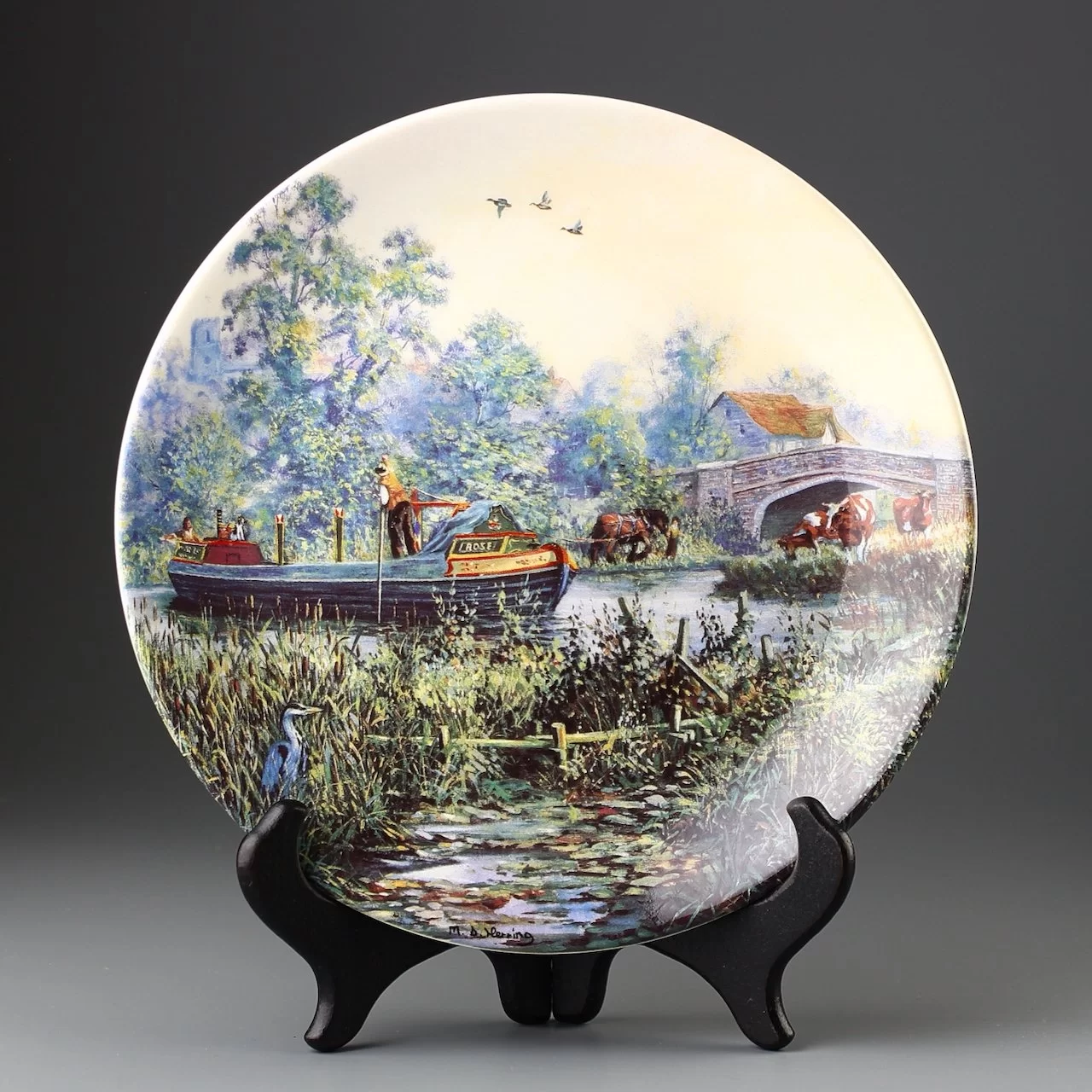 Тарелка винтажная декоративная настенная Англия Паром Канал Веджвуд Wedgwood Danbury Mint Rural Waters Turning Point