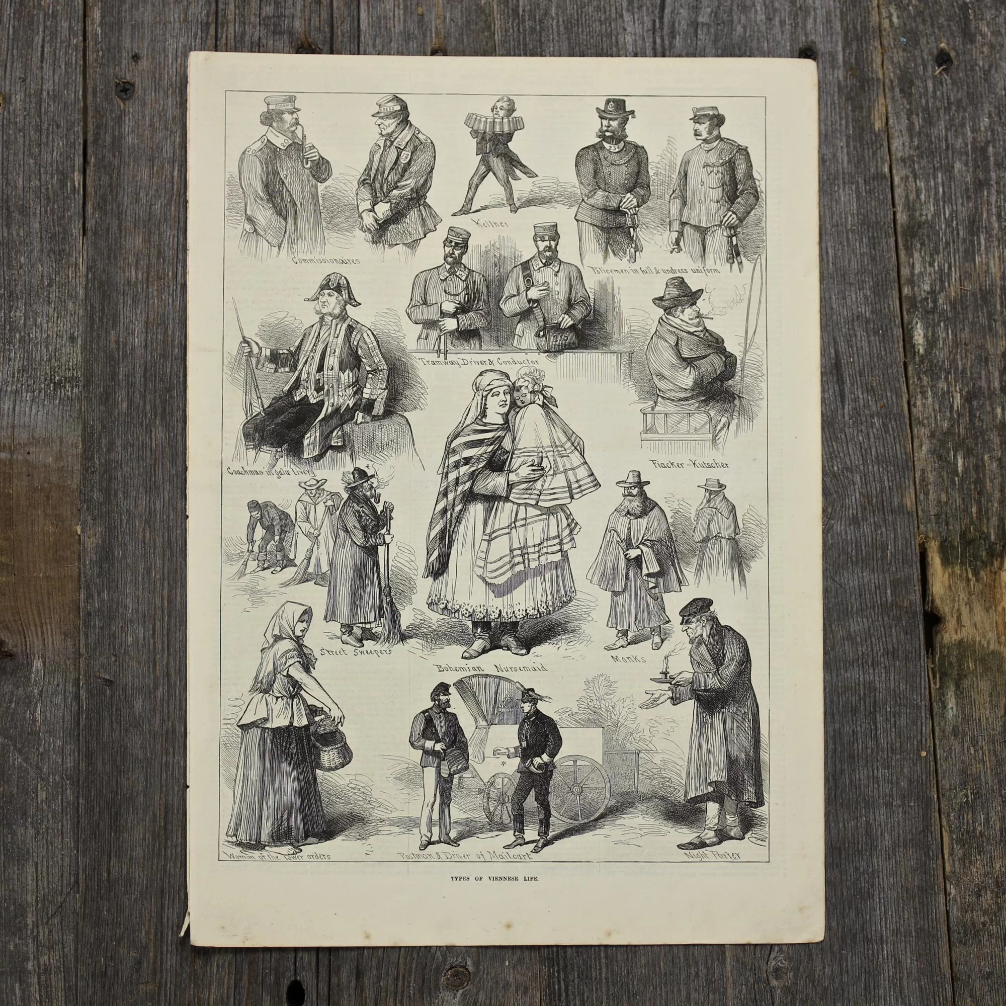 Антикварная иллюстрация The Illustrated London News Types of viennese life Loss of the megaera the island of St.Paul from the sea