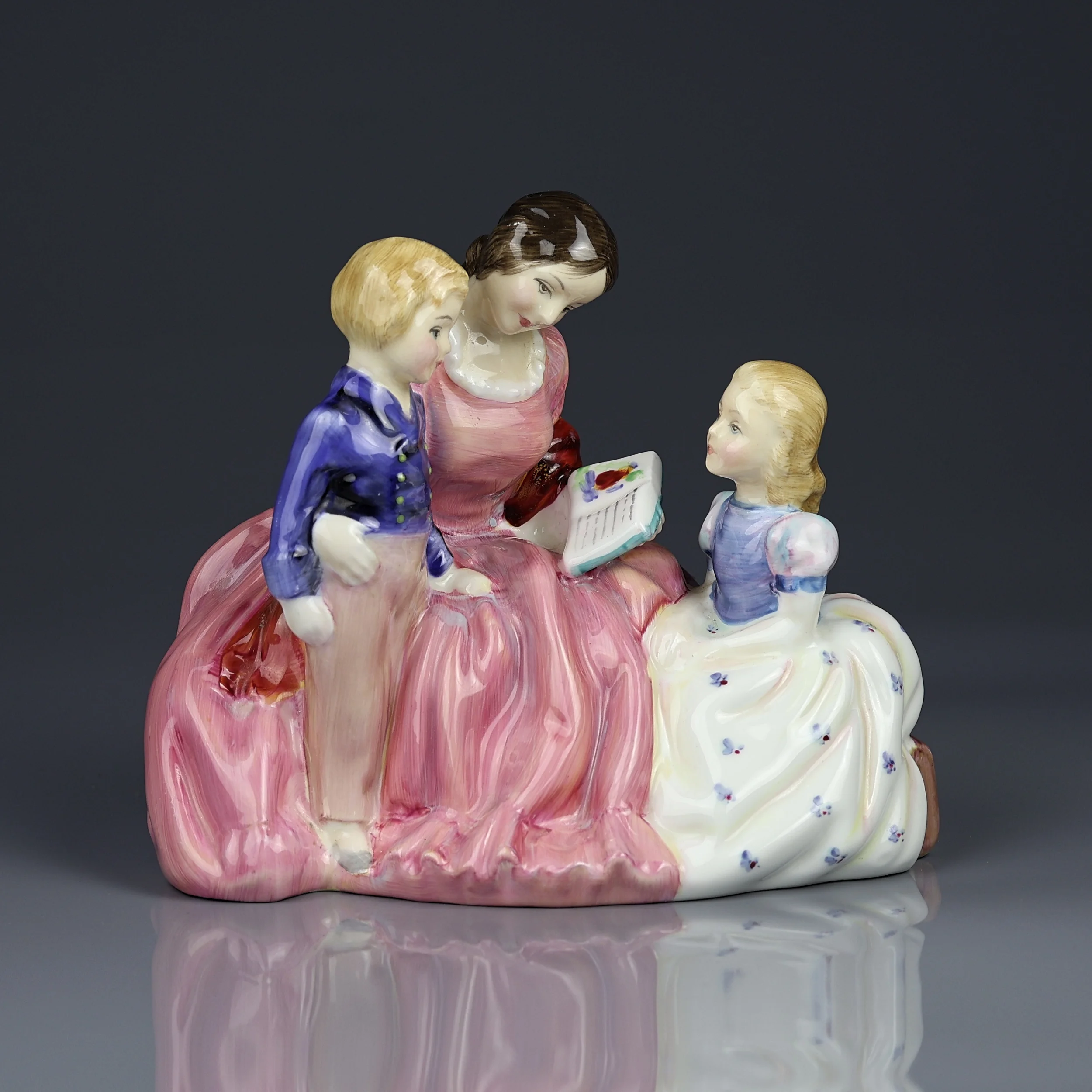 Винтажная фарфоровая статуэтка Англия Royal Doulton HN2059 Bedtime Story Мама читает книгу детям