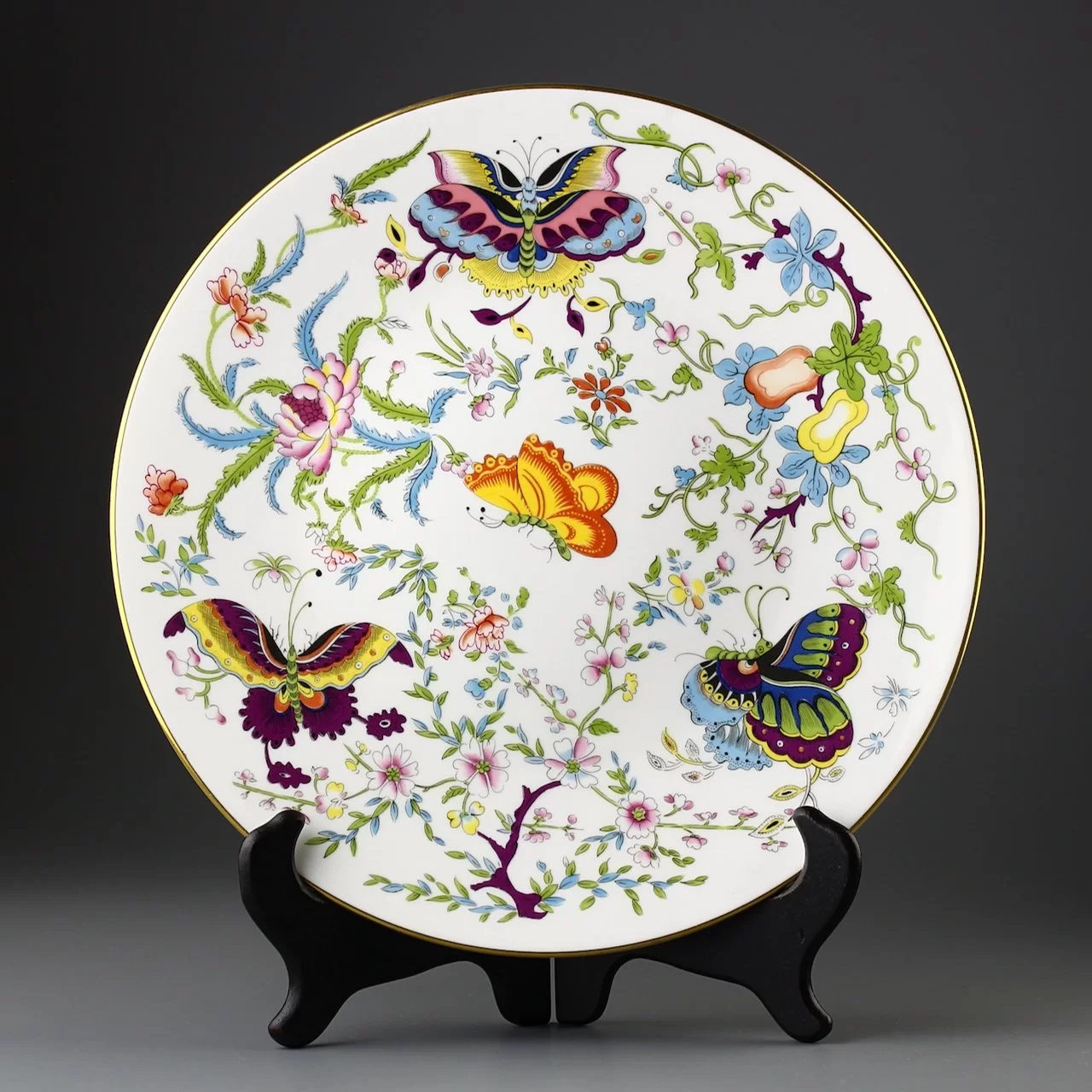Винтажная декоративная тарелка Экзотические бабочки Шинуазри Royal Worcester Exotic Butterflies 1811 Number two Series of Chinoiserie