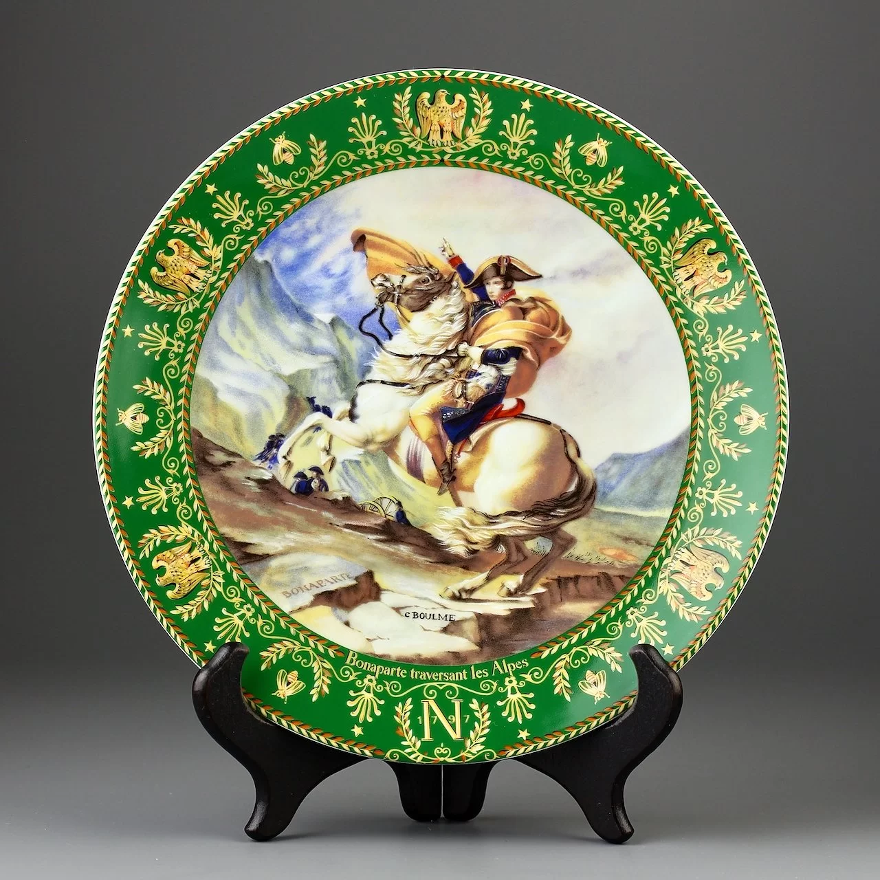 Винтажная декоративная тарелка Фафрор Франция Наполеон Лимож D’Arceau Limoges Josephine et Napoleon de Boulme Bonaparte traversant les Alpes