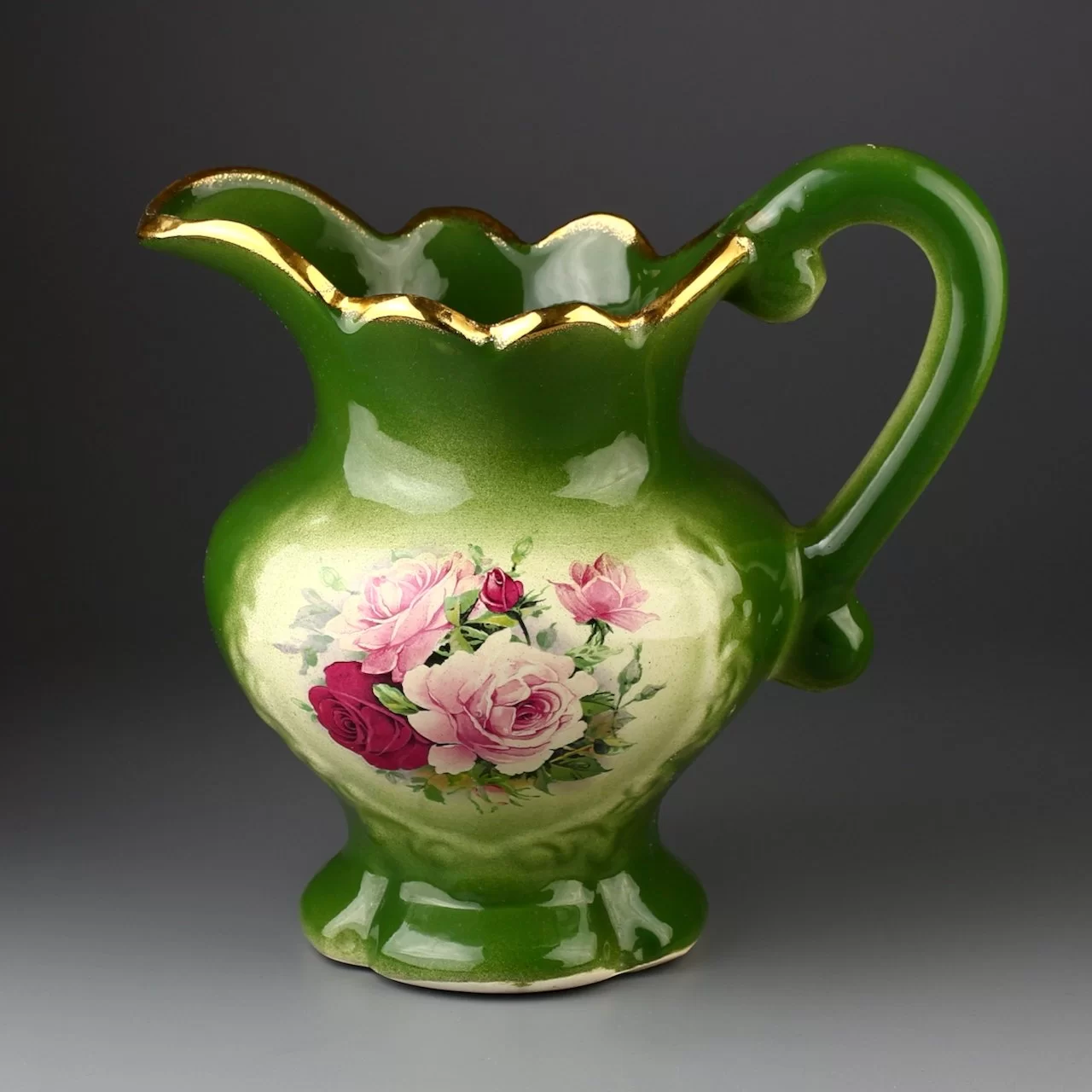 Винтажный английский кувшин с цветочным декором Staffordshire Alpha Omega