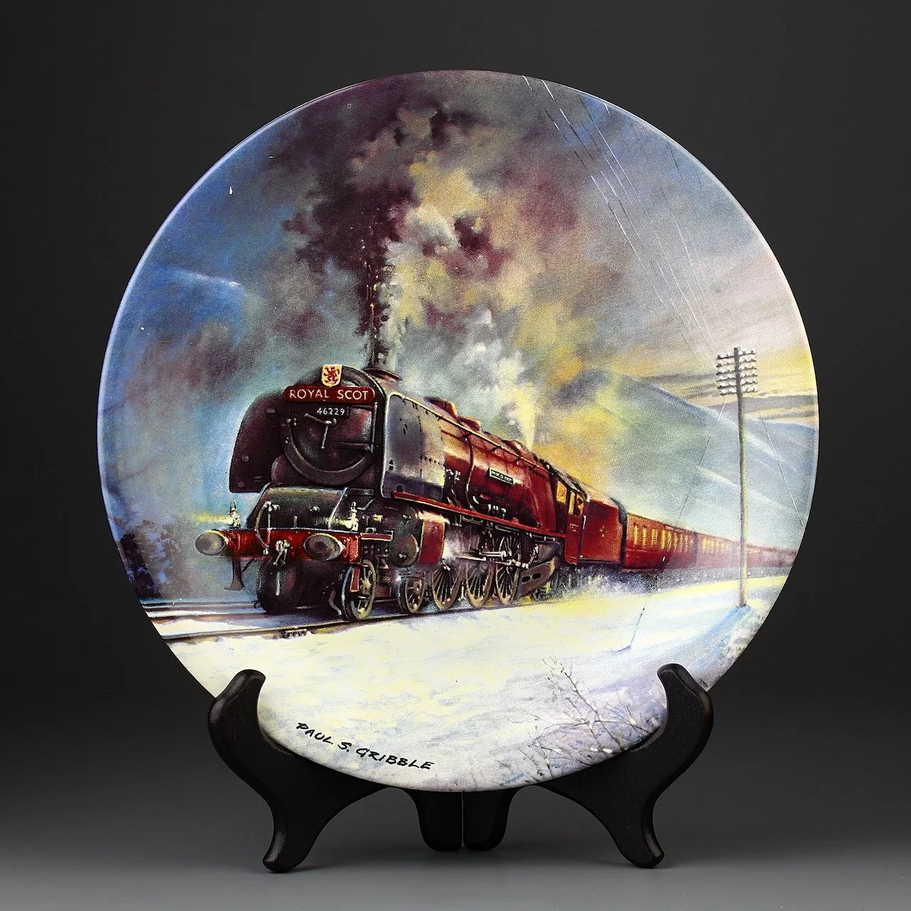 Тарелка винтажная декоративная настенная Англия Паровоз Поезд Davenport Great Steam Trains Royal Scot