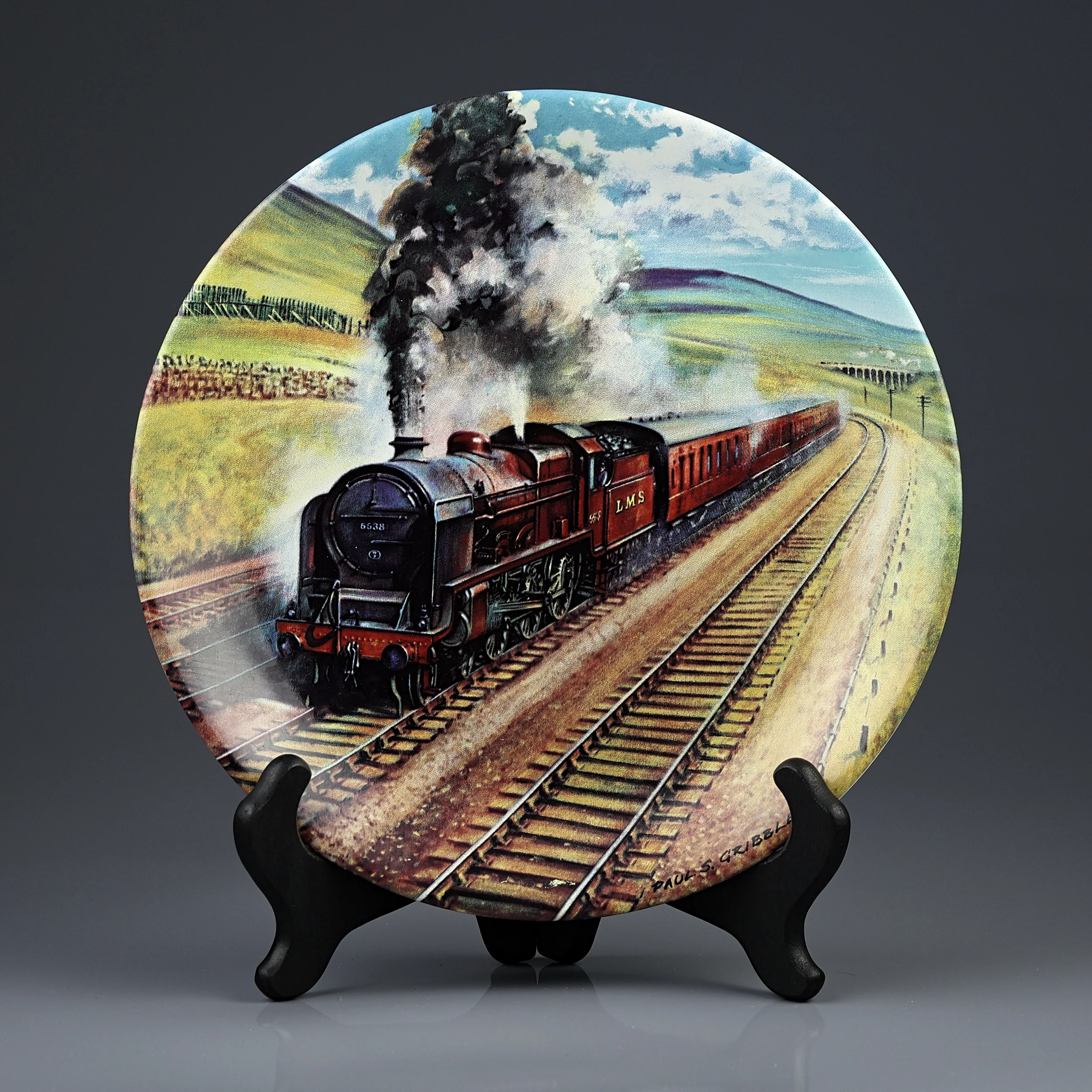Винтажная английская декоративная тарелка Паровоз Поезд Davenport Waverley Great Steam Trains