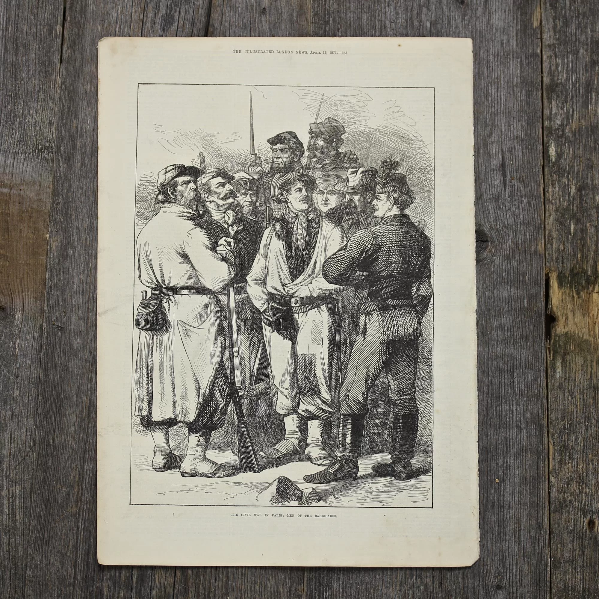 Антикварная иллюстрация The Illustrated London News The civil war in Paris men of the barricades