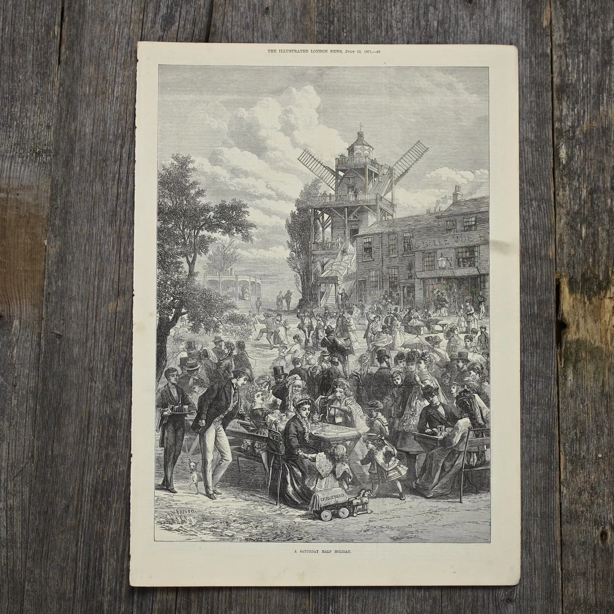 Антикварная иллюстрация The Illustrated London News A saturday half holiday