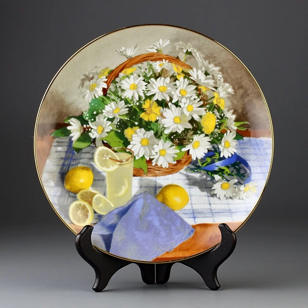 Тарелка винтажная декоративная настенная Фарфор Маргаритки Цветы W S George Daisies Flowers of Your Garden