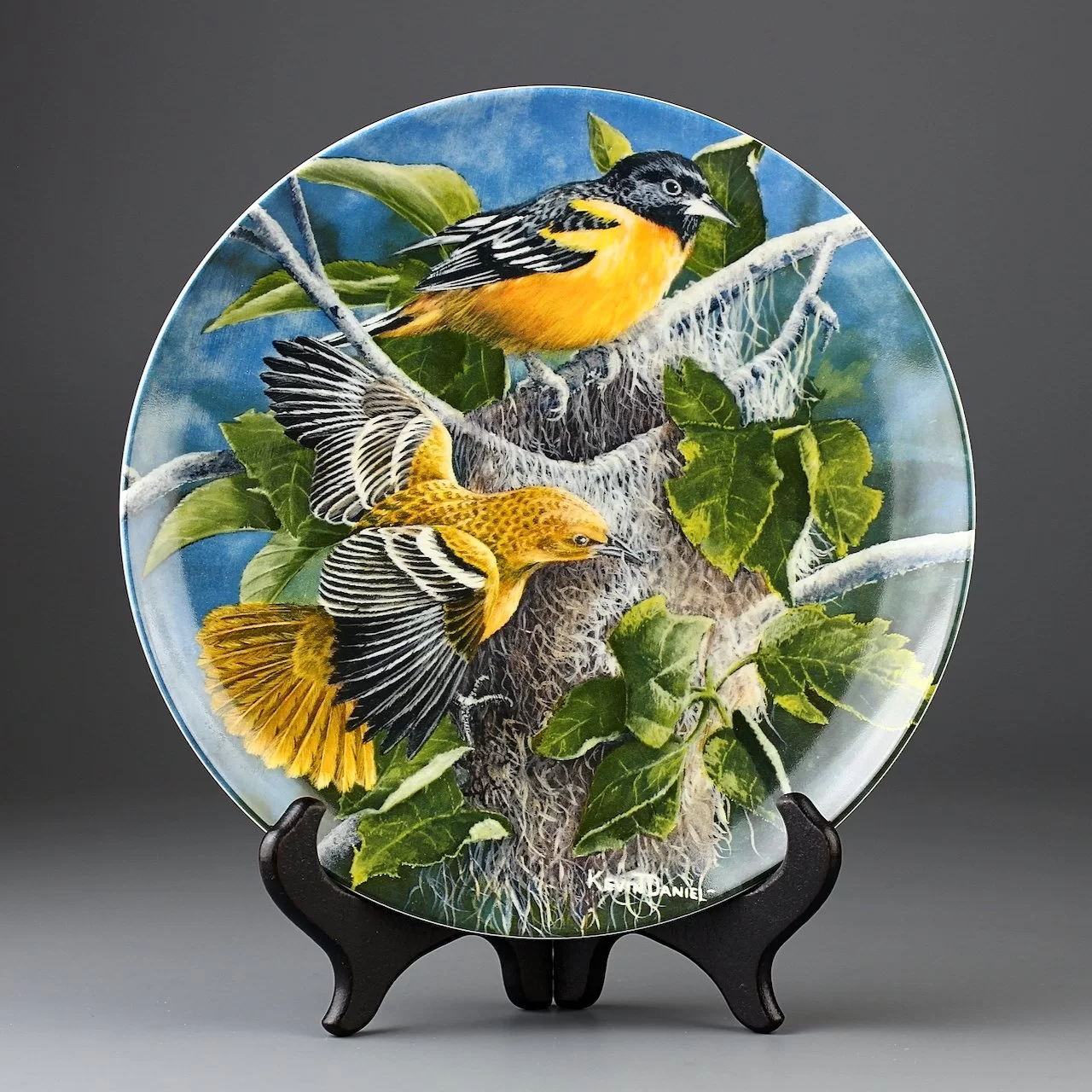 Тарелка винтажная декоративная настенная Фарфор Иволга Птицы Knowles Encyclopedia Britannica Birds of Your Garden Baltimore Oriole