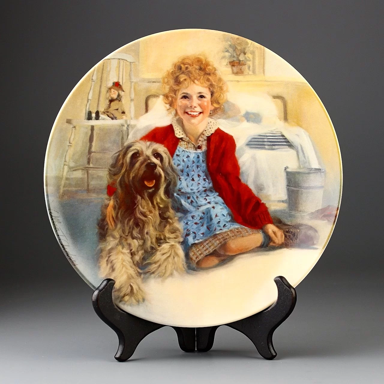 Тарелка винтажная декоративная настенная Фарфор Девочка с собакой Knowles Annie Collector's Plate Annie and Sandy