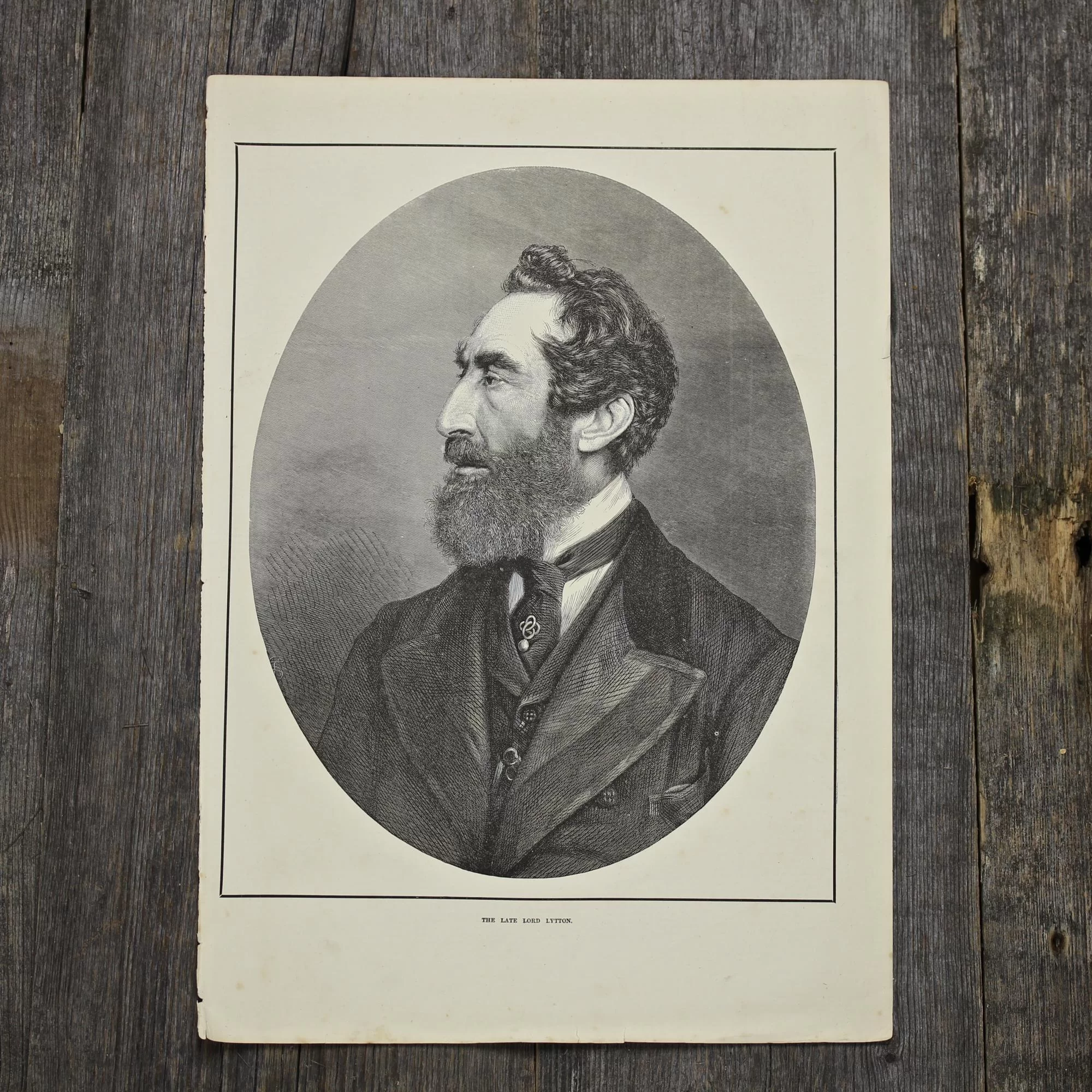 Антикварная иллюстрация The Illustrated London News The late Lord Lytton