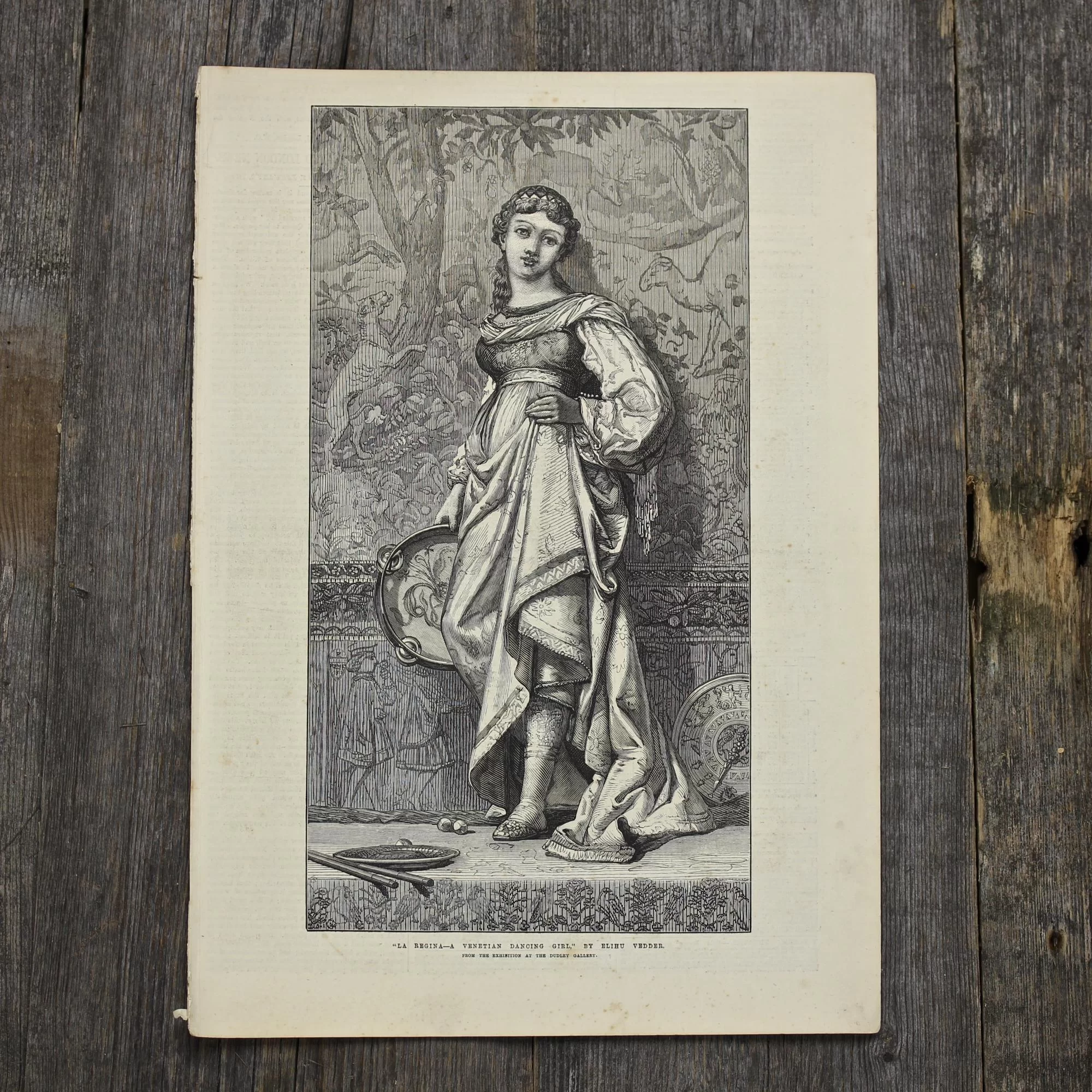 Антикварная иллюстрация The Illustrated London News La Regina a venetian dancing girl by Elihu Vedder