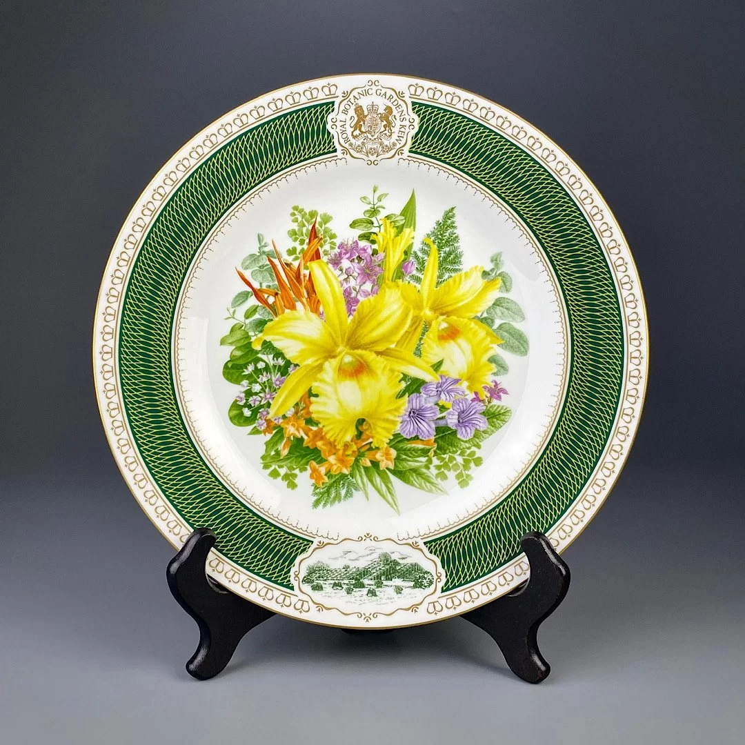 Тарелка винтажная декоративная настенная Фарфор Цветы Spode Kew Flora Exotica Princess of Wales Conservatory