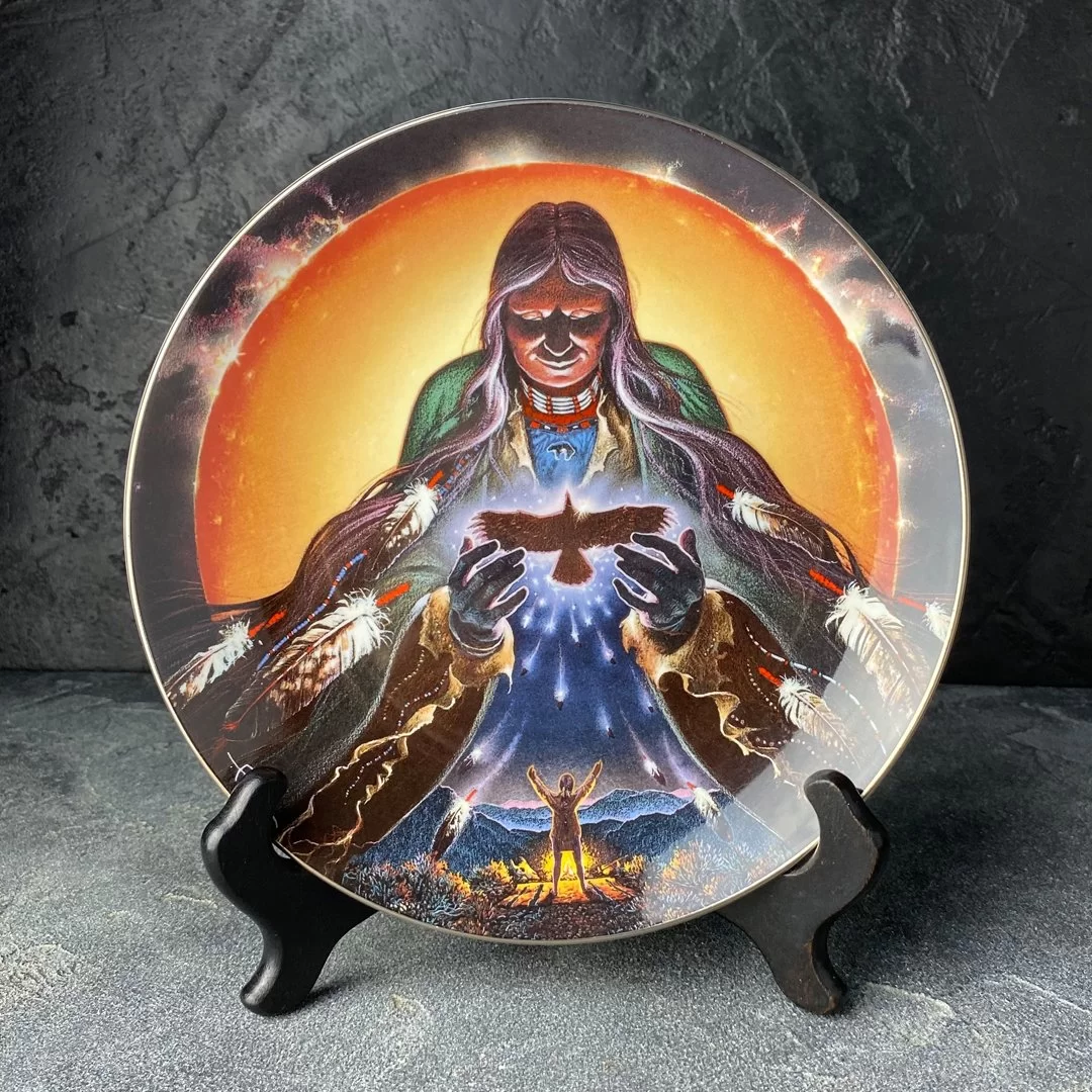 Тарелка винтажная декоративная настенная Фарфор Англия Индейцы Franklin Mint Royal Doulton Spirit Takes Flight