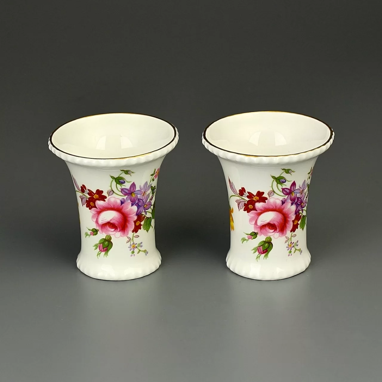 Винтажные английские вазочки пашотницы Royal Crown Derby Букет Дерби Derby Posies