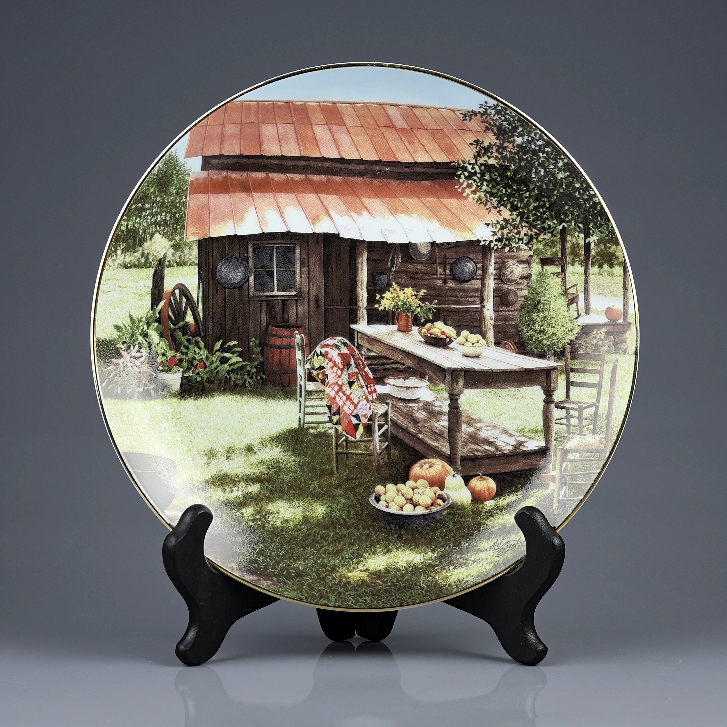 Тарелка винтажная декоративная настенная Квилты Село Урожай Hamilton Collection Quilted Countryside Summer Harvest