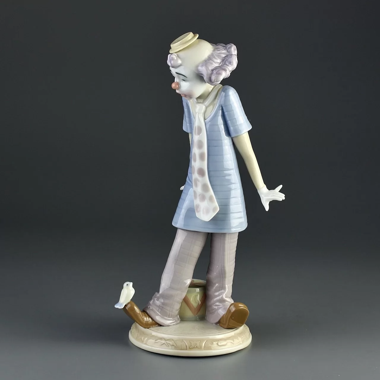 Винтажная фарфоровая статуэтка Испания Клоун с птичкой Lladro 6916 Circus Days