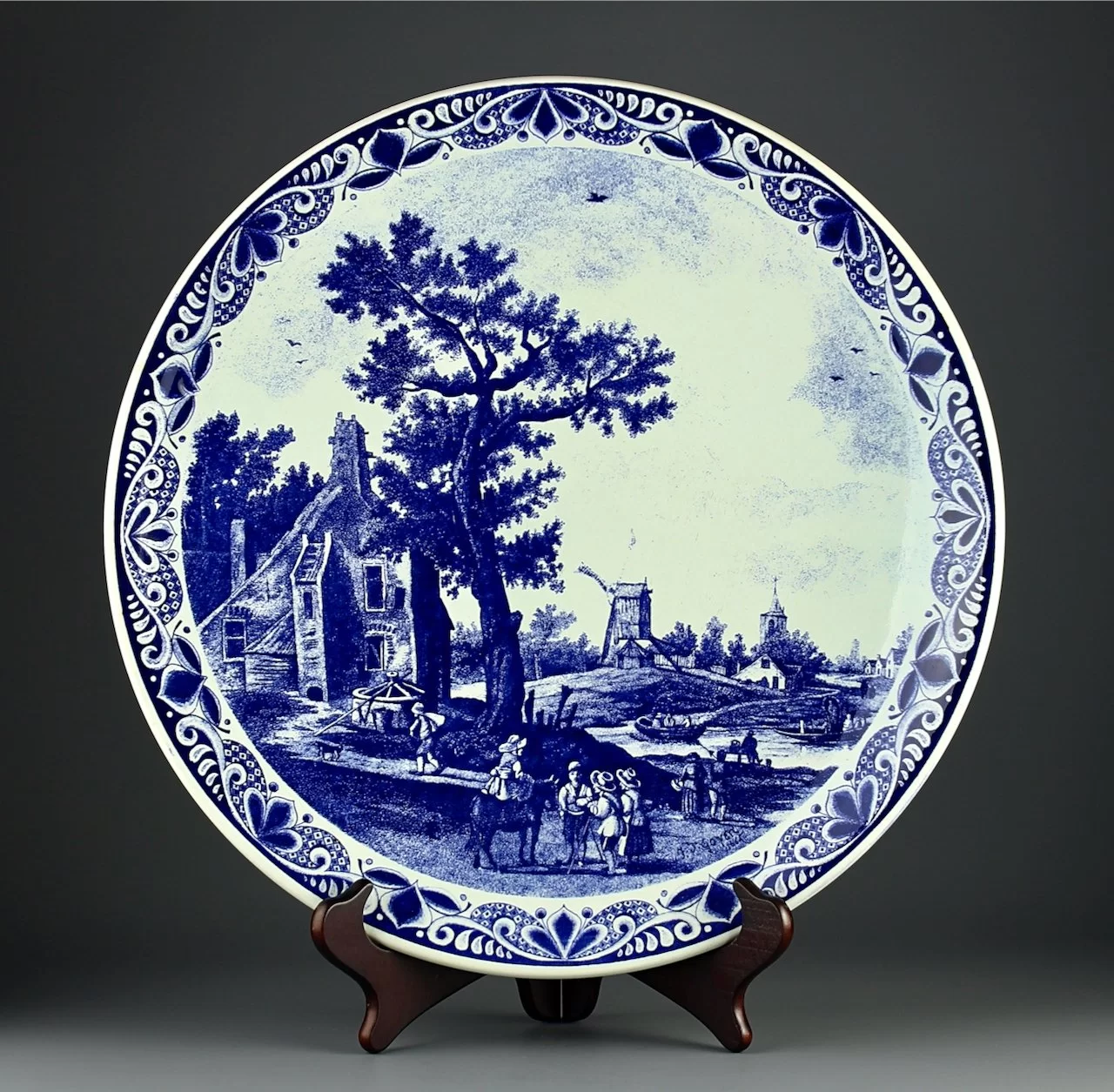 Винтажная большая тарелка блюдо Delft Blauw Chemkefa