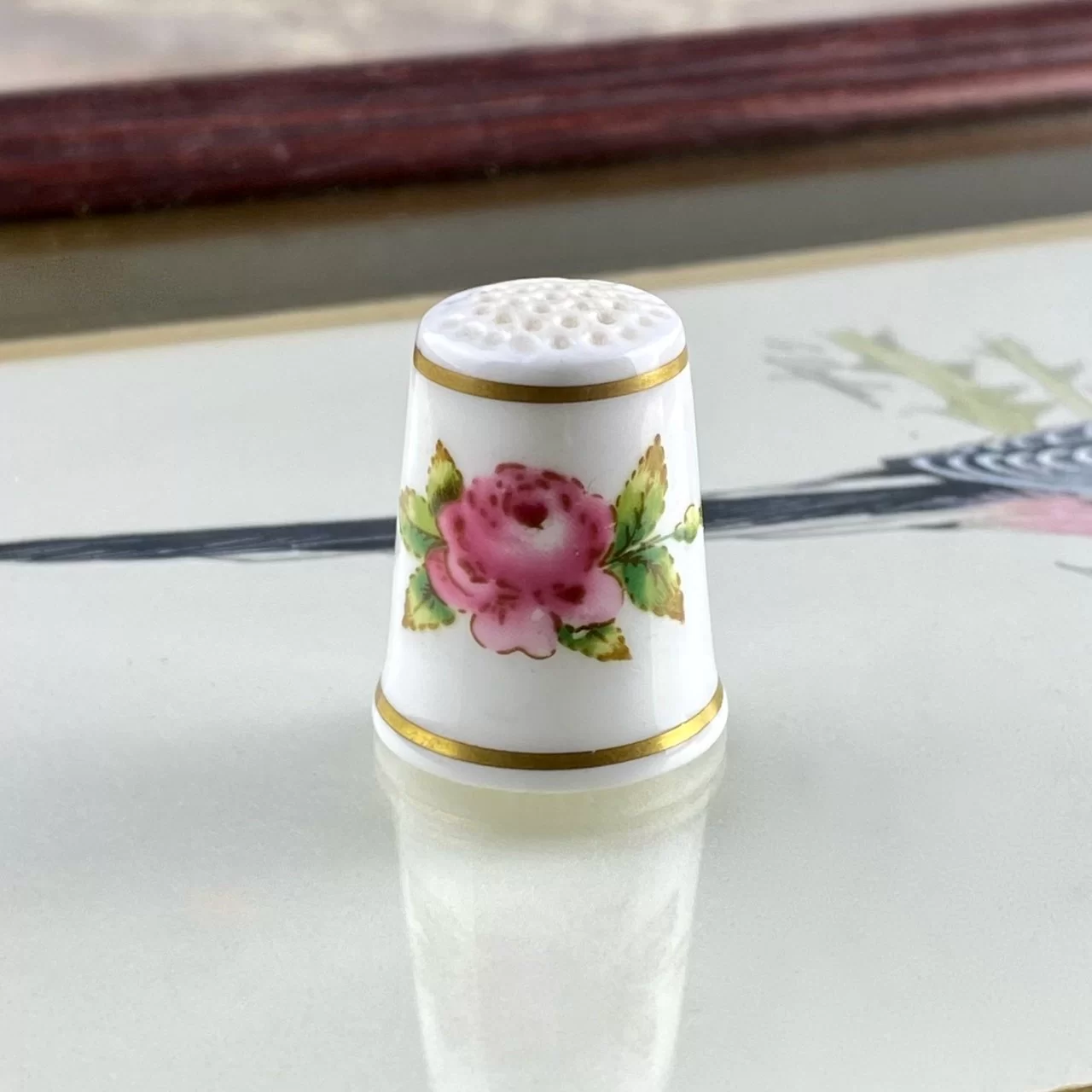 Винтажный напёрсток Фарфор Англия Роза Royal Worcester