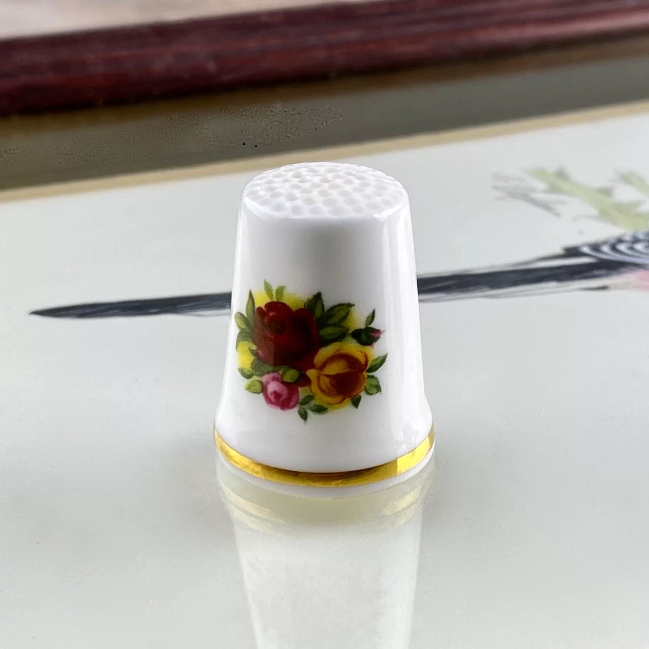 Винтажный напёрсток Фарфор Англия Роза Royal Albert