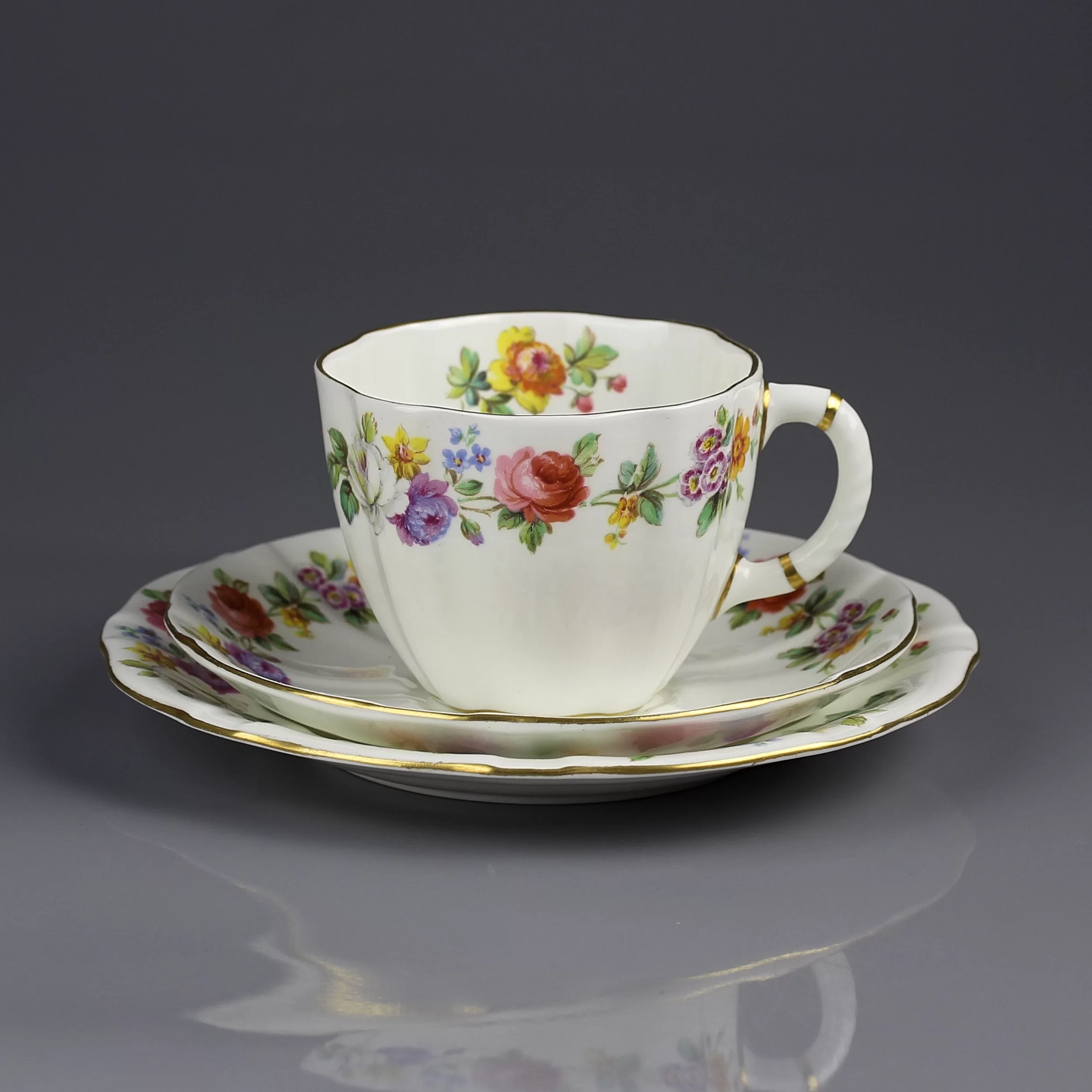 Винтажная чайное фарфоровое трио Англия Royal Crown Derby 1942 год