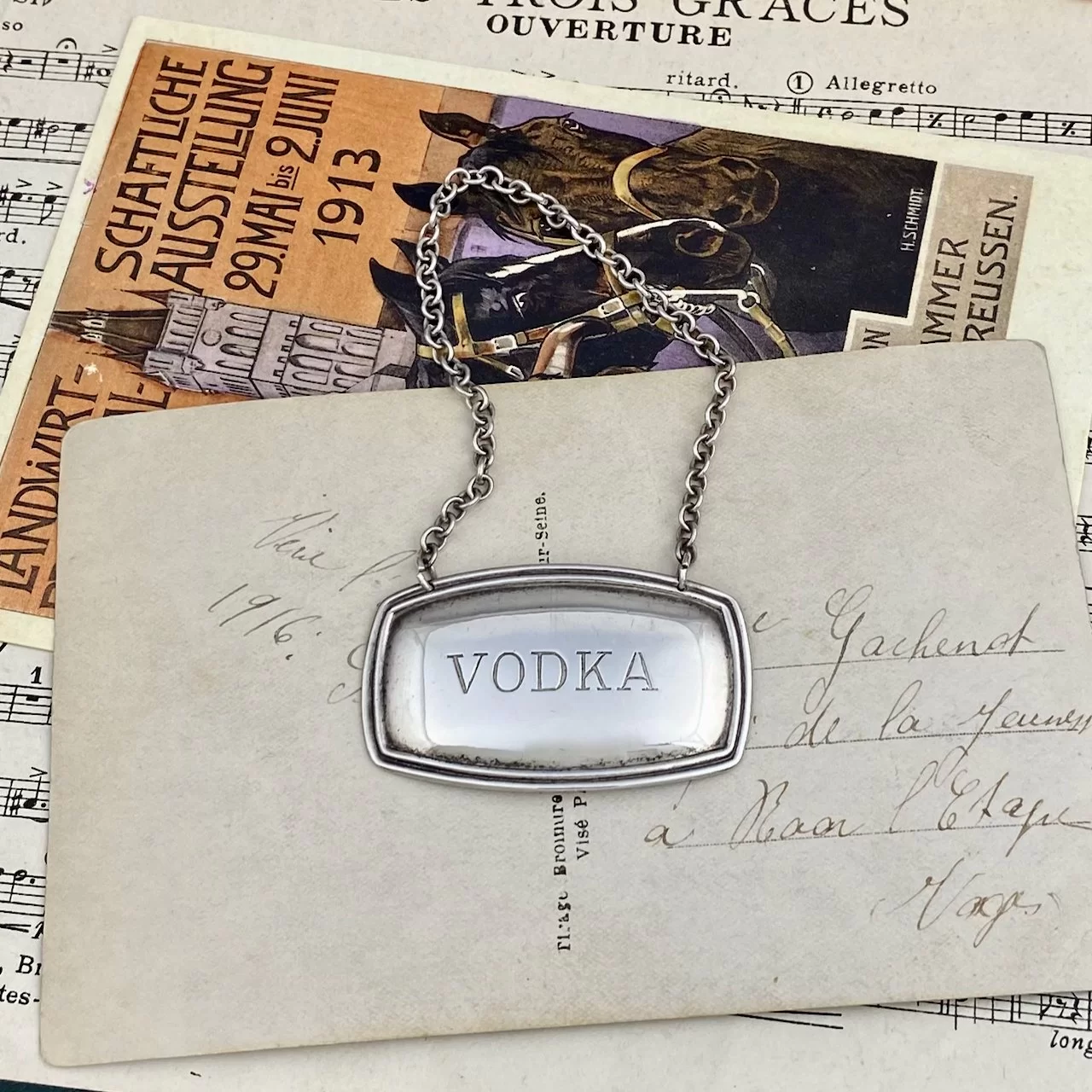 Винтажный английский лейбл Vodka Водка для графина, бутылки, декантера