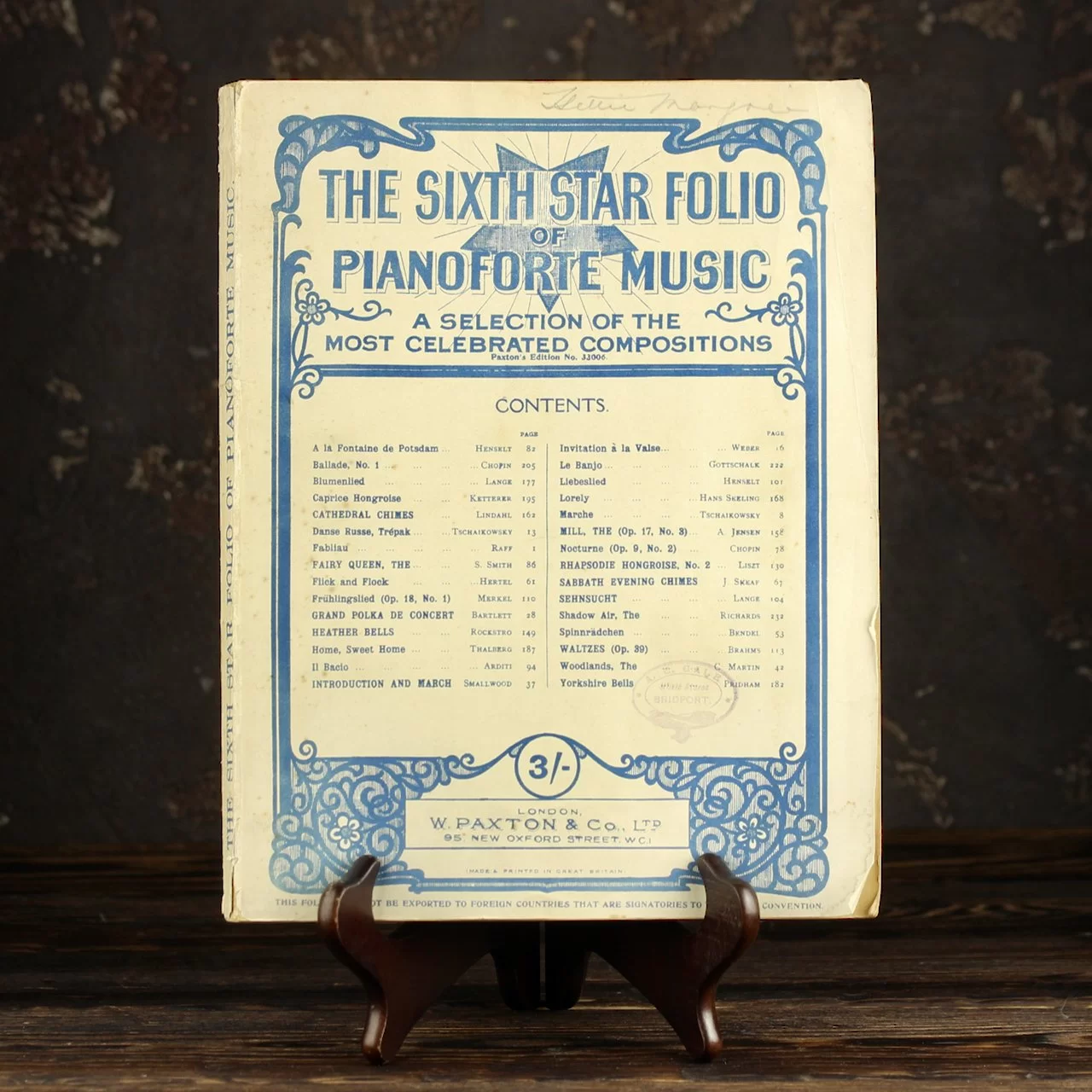 Антикварный сборник произведений для фортепьяно The Sixth Star Folio of Pianoforte Music