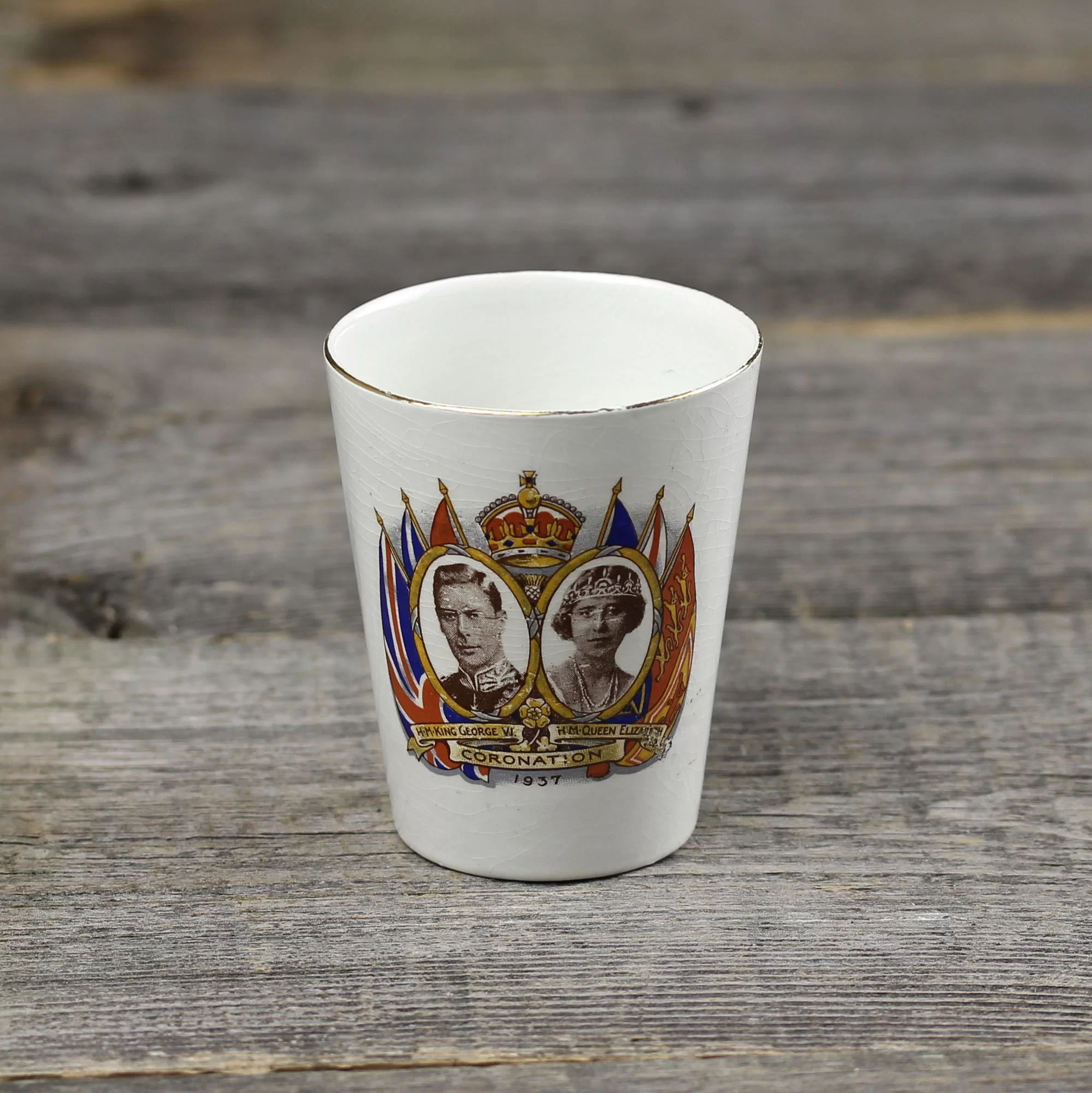 Антикварный коронационный английский стакан King George VI Queen Elizabeth Coronation 1937
