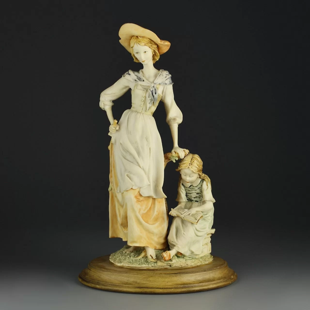 Винтажная статуэтка Мама и дочь с книгой Италия Capodimonte