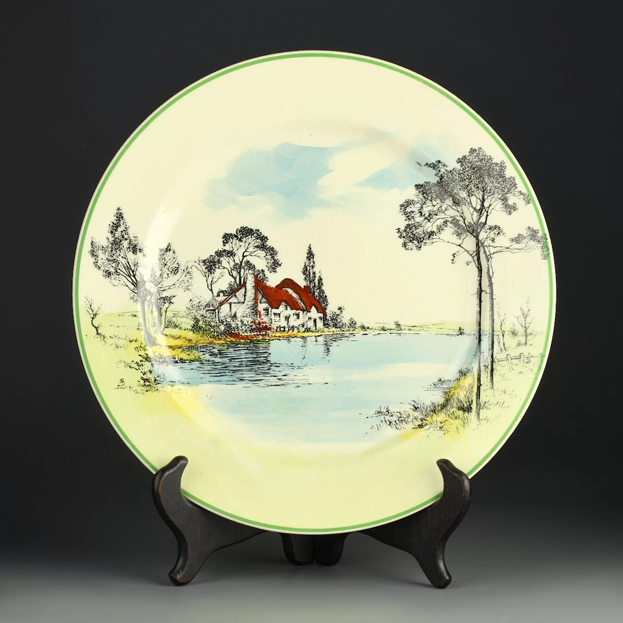 Тарелка антикварная декоративная настенная Англия Пейзаж Royal Doulton