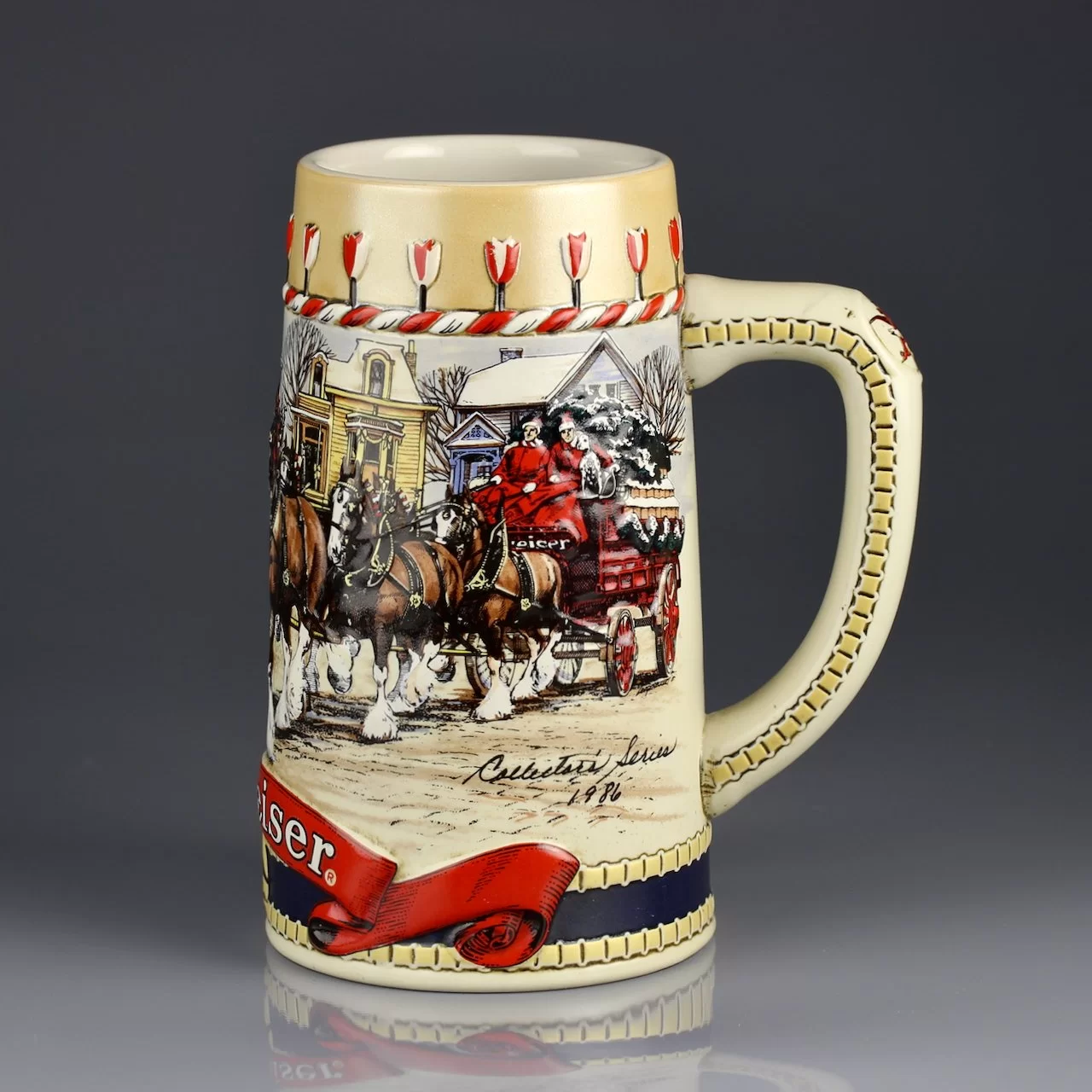 Винтажная кружка Budweiser Clydesdales Клайдсдейл Лошади Ceramarte 1986 год