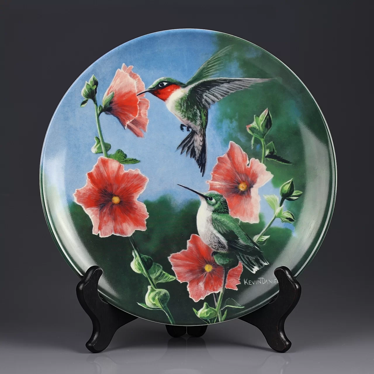 Тарелка винтажная декоративная настенная Фарфор Колибри Птицы Knowles Encyclopedia Britannica Birds of Your Garden Hummingbird