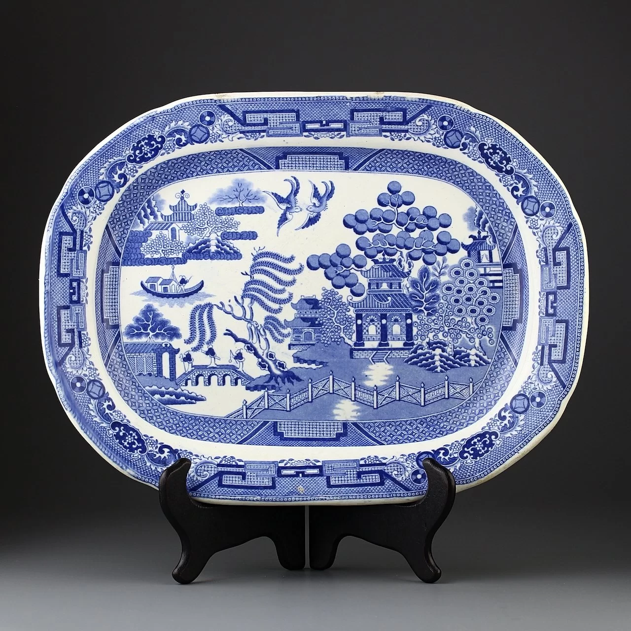 Антикварное блюдо Англия Шинуазри Copeland Spode Blue Willow Голубая ива