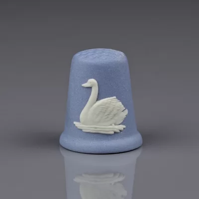 Винтажный английский напёрсток Лебедь Голубой бисквит Веджвуд Wedgwood Jasperware