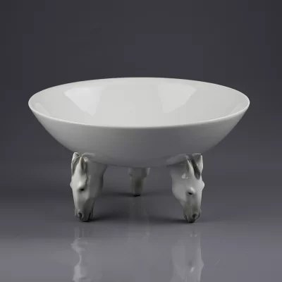 Винтажная фарфоровая чаша на ножках в виде лошадиных голов Lladro Equus Bodo Sperlein Бодо Шперлайн