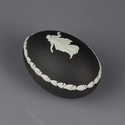 Винтажная английская шкатулка в форме яйца Веджвуд Wedgwood Dancing Hours, чёрный бисквит Jasperware