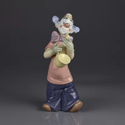 Винтажная фарфоровая статуэтка Клоун с саксофоном Lladro NAO Name That Tune
