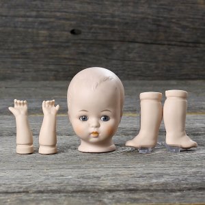 Винтажные детали для куклы младенца Фарфоровая голова, ручки, ножки