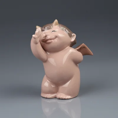 Винтажная фарфоровая статуэтка Чертёнок с крыльями и рожками NAO Wicked Cheeky Cherub