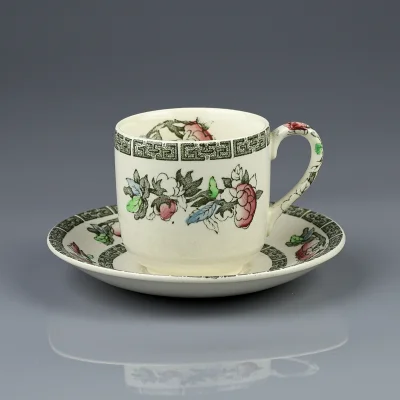 Винтажная английская кофейная пара Johnson Bros Hanley Indian Tree