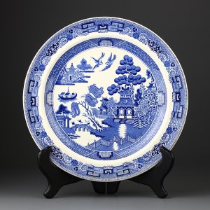 Антикварная английская тарелка Голубая ива Шинуазри Веджвуд Wedgwood Etruria Blue Willow