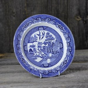 Винтажная английская тарелка Старая голубая ива Шинуазри Old Blue Willow 26 см